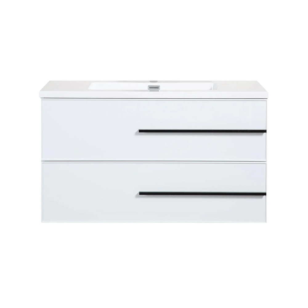 Bella 30" W Wall-Mounted White Vanity with Sink Top | LessCare